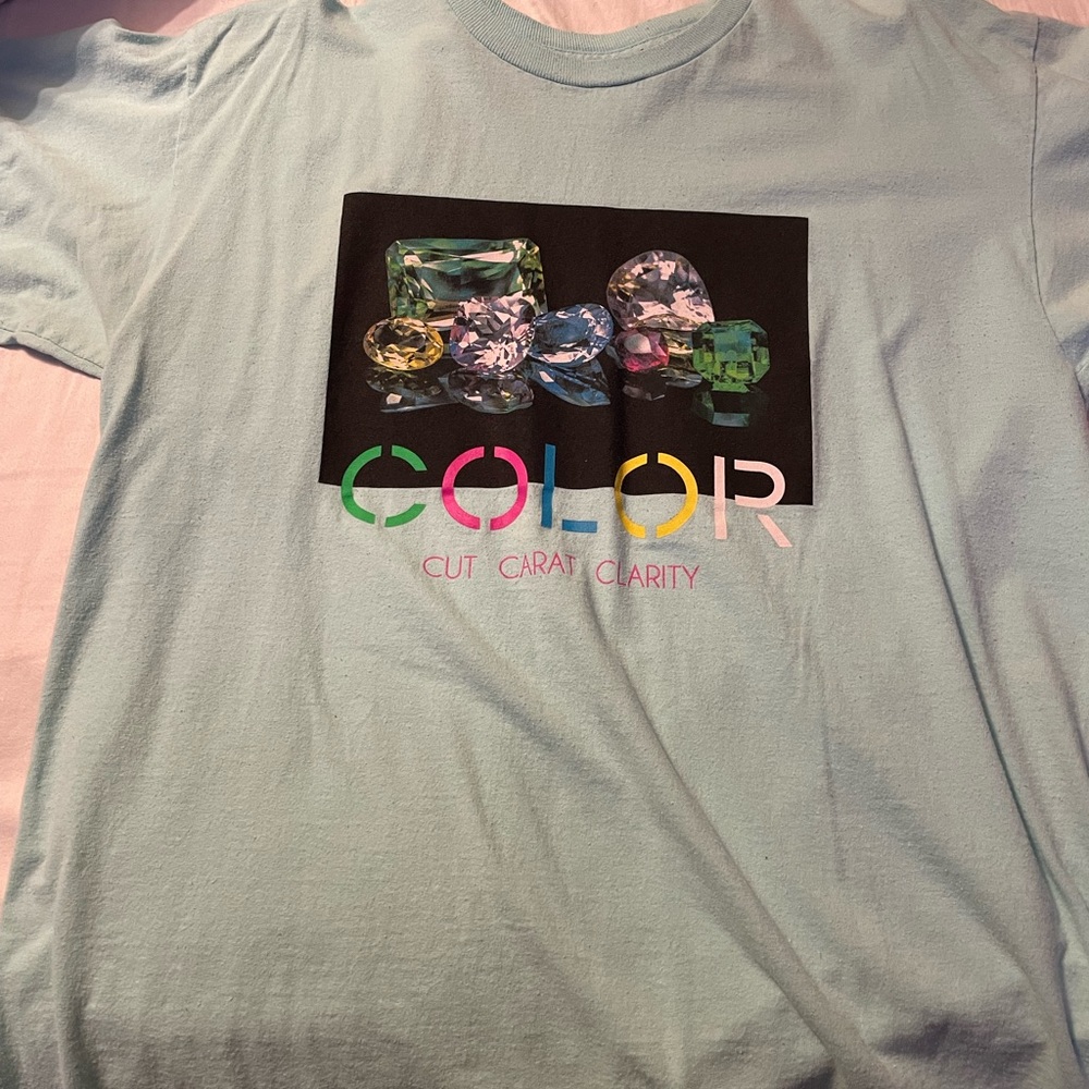 Diamond Co. Shirt. Size Large. Mint color combination with colored letters
